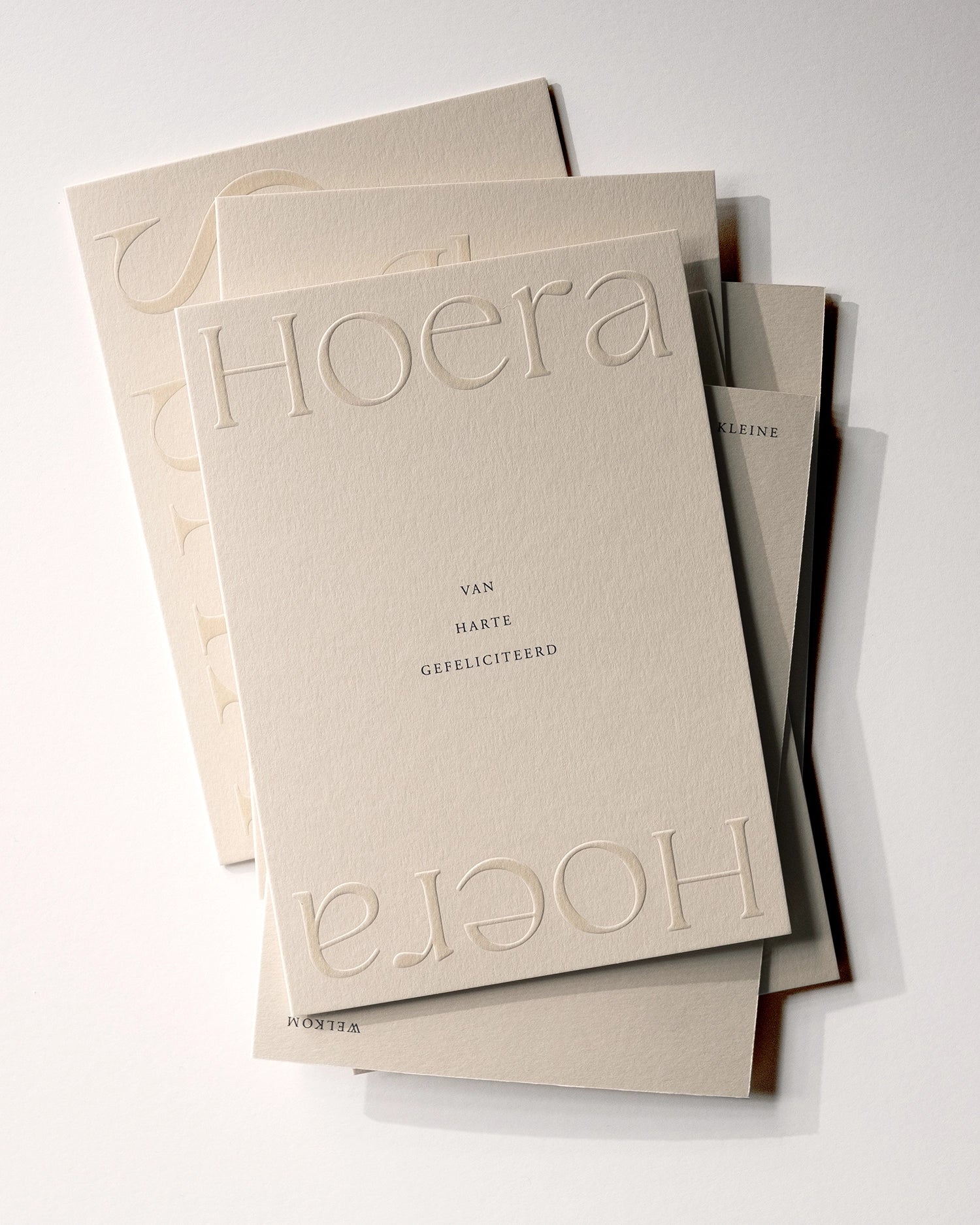 Minimal Collection of luxury embossed and letterpress greeting cards on Colorplan Mist paper